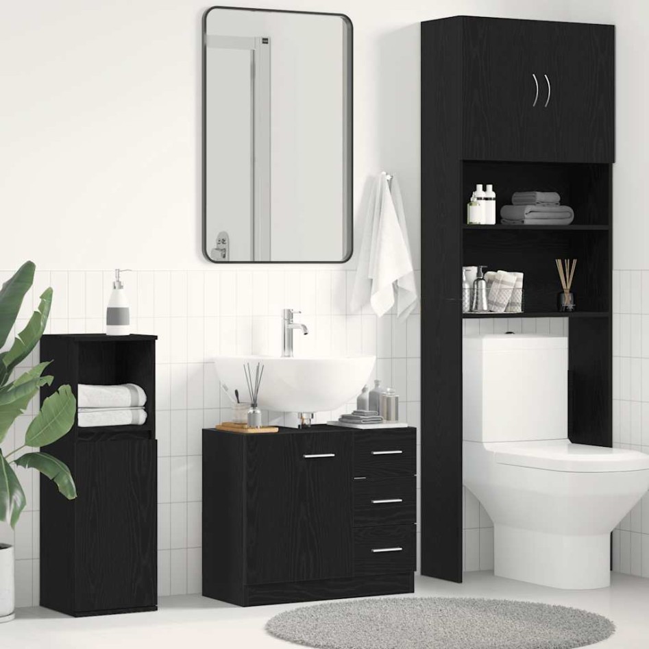 Mueble para lavabo de roble negro 63x30x54