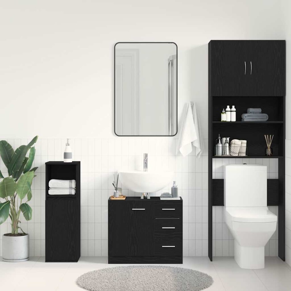 Mueble para lavabo de roble negro 63x30x54