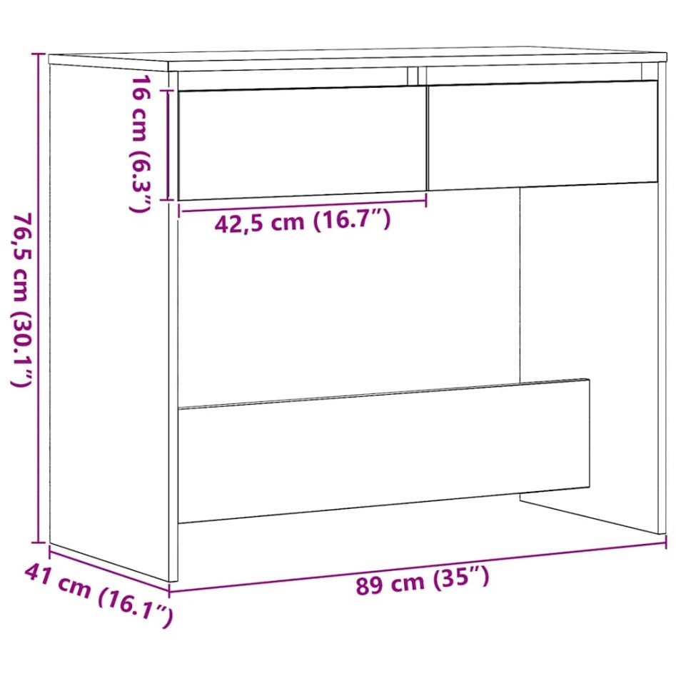 Mesa consola roble negro 89x41x76,5 cm madera de