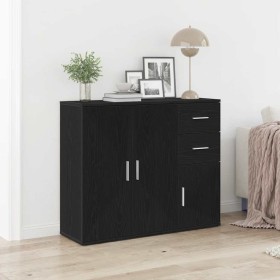 Aparador roble negro 91x29,5x75 cm madera de