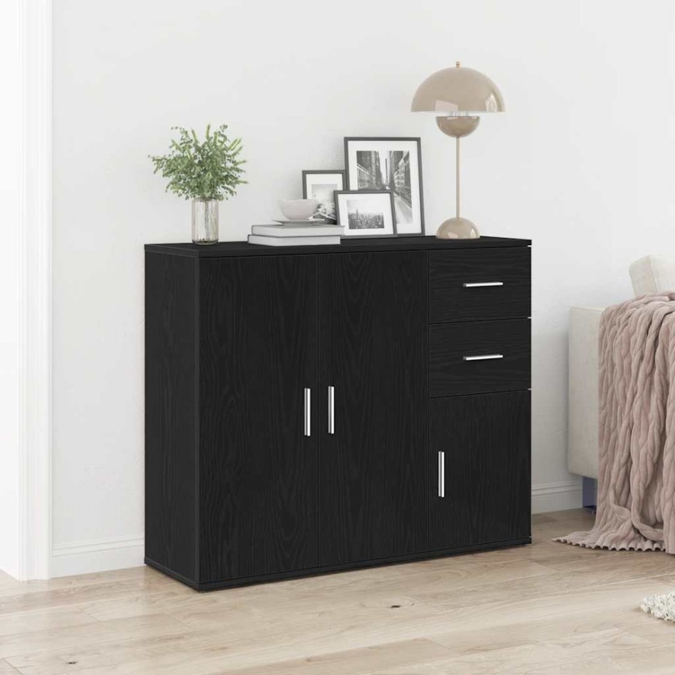 Aparador roble negro 91x29,5x75 cm madera de