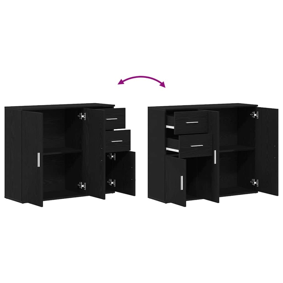 Aparador roble negro 91x29,5x75 cm madera de