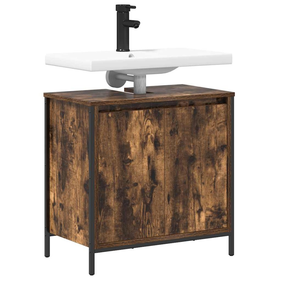 Mueble de baño con lavabo roble ahumado 60x34,5x60