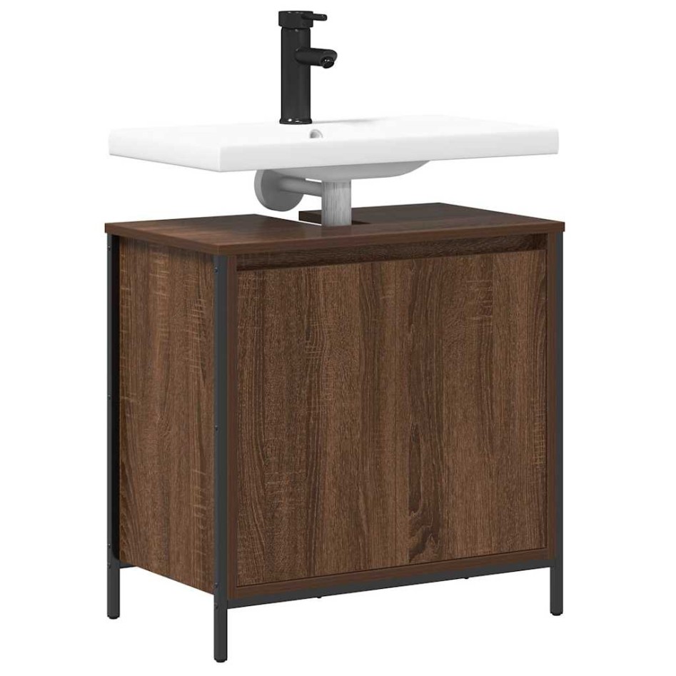 Mueble de baño con lavabo de roble marrón 60x34,5x60