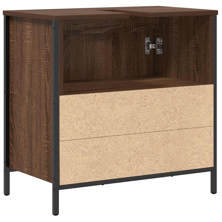 Mueble de baño con lavabo de roble marrón 60x34,5x60