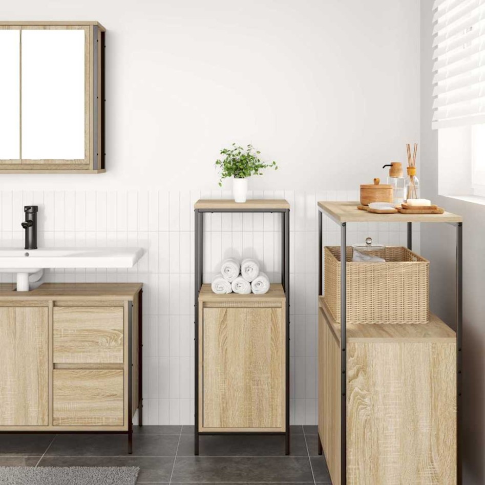 Mueble de baño con estantes roble Sonoma 36x35x95