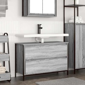 Mueble de baño con lavabo y cajones gris Sonoma 90x34,5x60