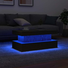Mesa de centro con luces LED roble negro 90x50x40
