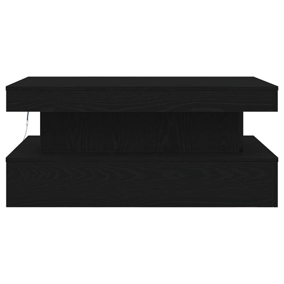 Mesa de centro con luces LED roble negro 90x50x40