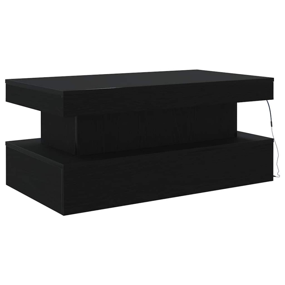 Mesa de centro con luces LED roble negro 90x50x40