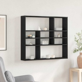 Estante de pared roble negro 90x16x78 cm madera de