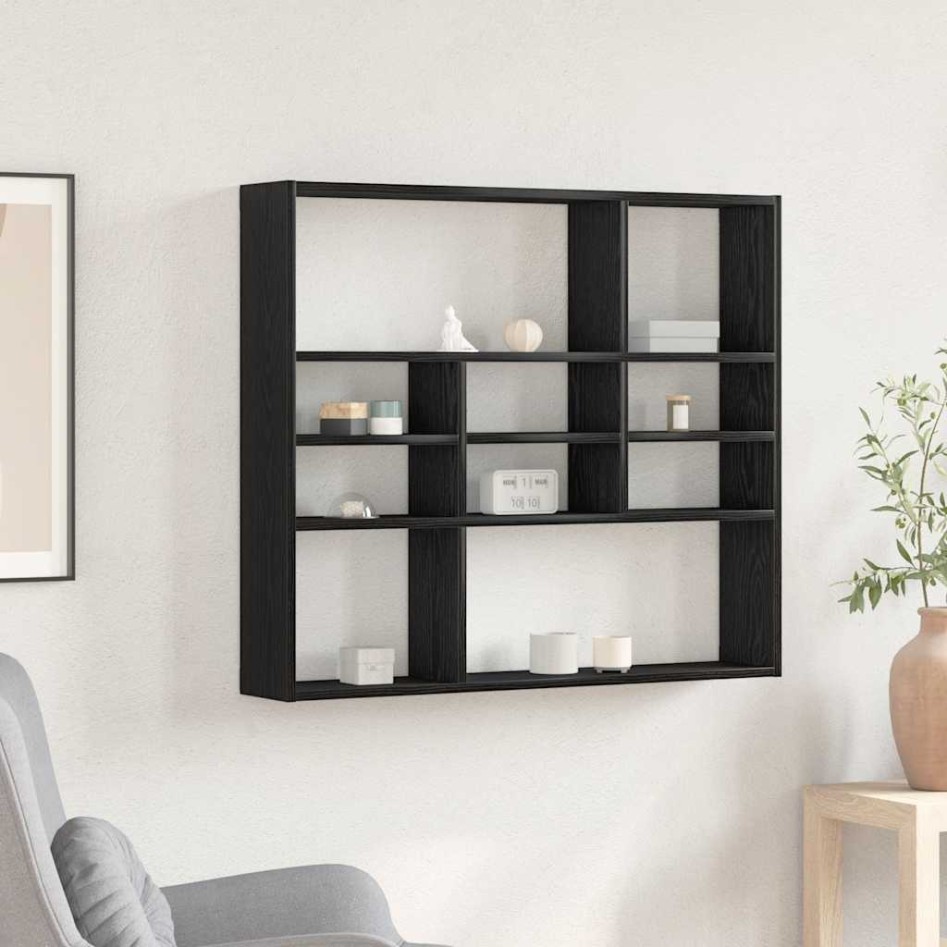 Estante de pared roble negro 90x16x78 cm madera de