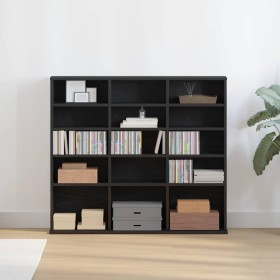 Mueble para CD roble negro 100,5x23x89,5 cm madera