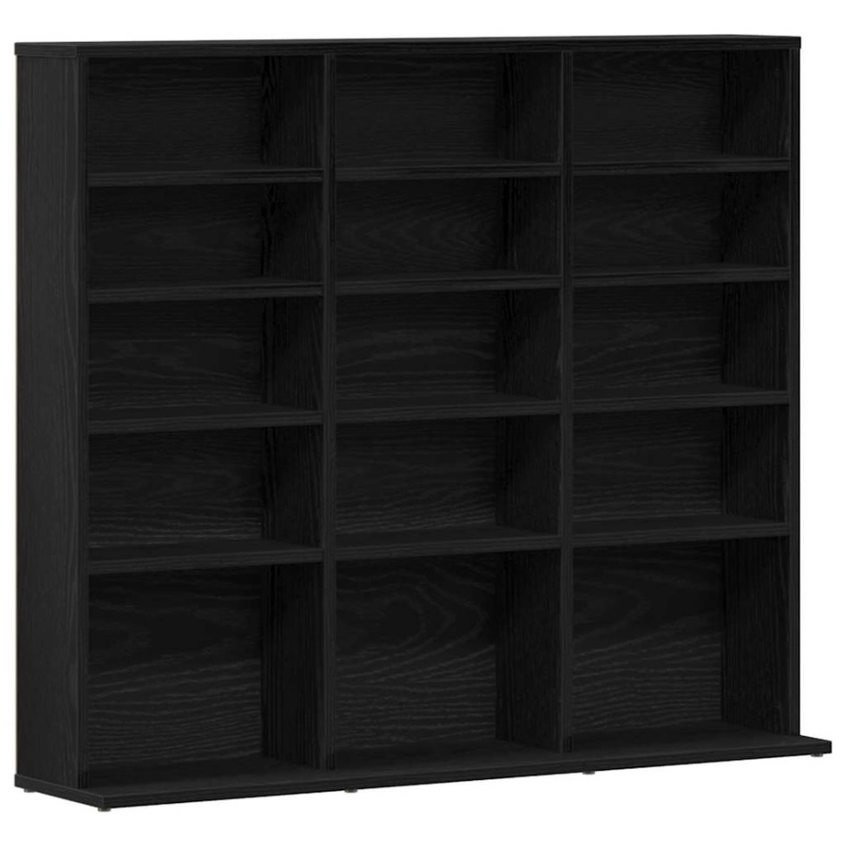 Mueble para CD roble negro 100,5x23x89,5 cm madera
