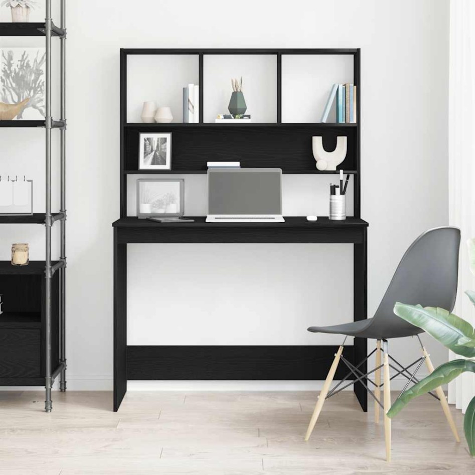 Escritorio con estantes contrachapada roble negro