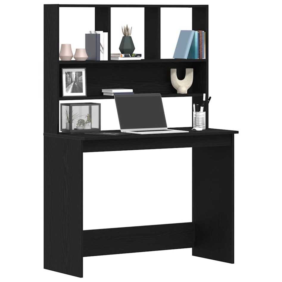 Escritorio con estantes contrachapada roble negro