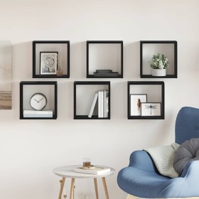 Estantes cúbicos de pared  6 uds roble negro 30x15x30