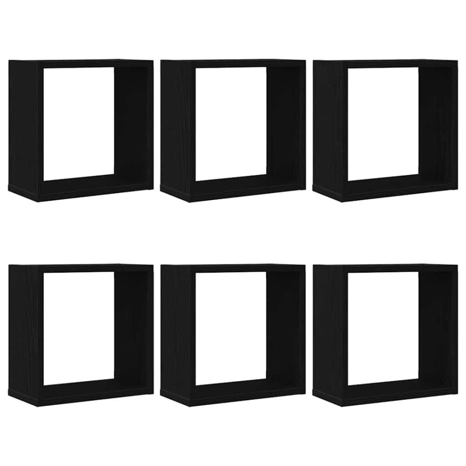 Estantes cúbicos de pared  6 uds roble negro 30x15x30