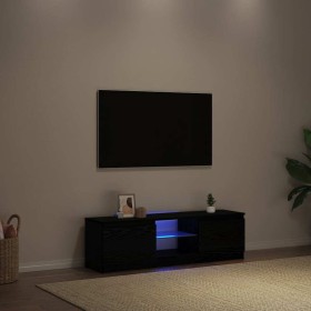 Mueble de TV con luces LED roble negro 120x30x36