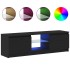 Mueble de TV con luces LED roble negro 120x30x36