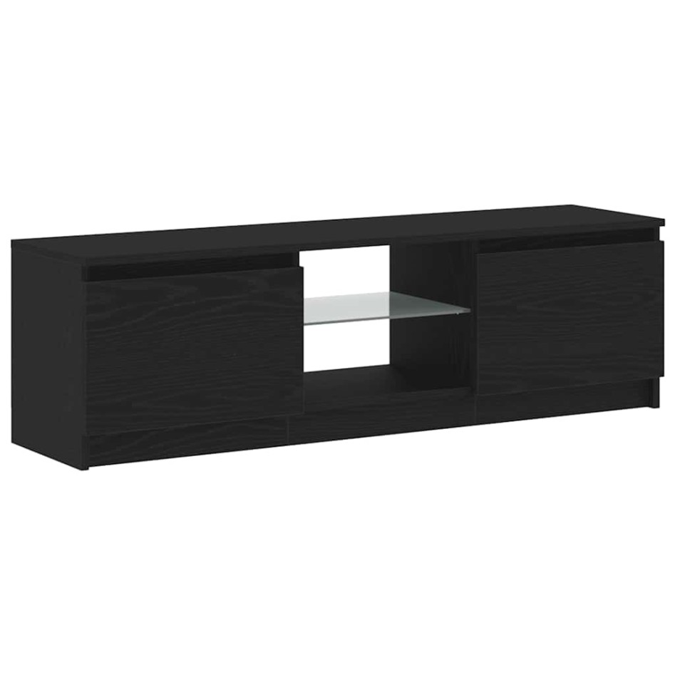 Mueble de TV con luces LED roble negro 120x30x36