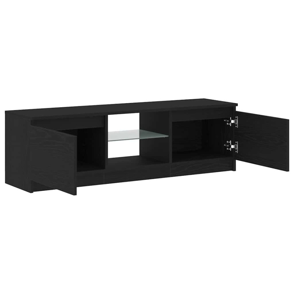 Mueble de TV con luces LED roble negro 120x30x36