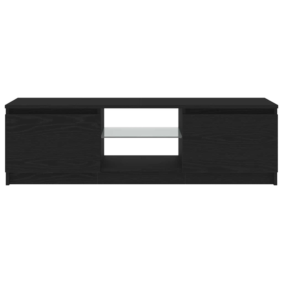 Mueble de TV con luces LED roble negro 120x30x36