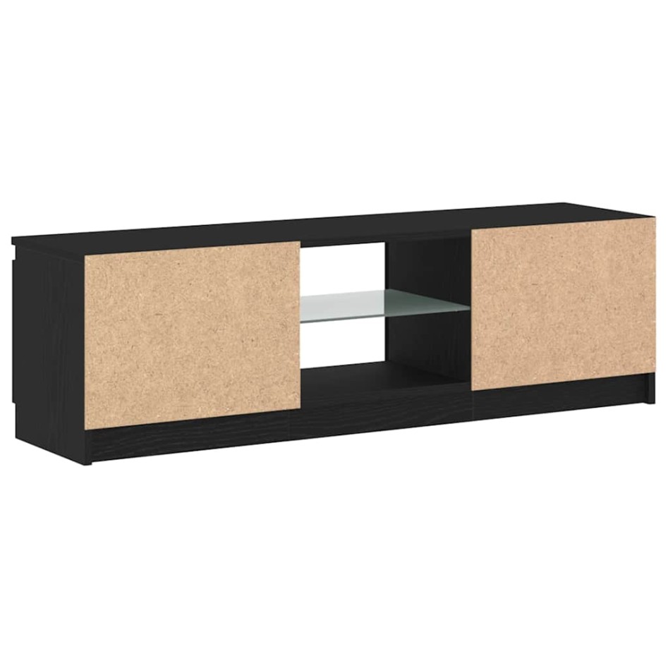 Mueble de TV con luces LED roble negro 120x30x36