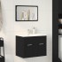 Juego de muebles de baño 2 pzas roble negro Madera