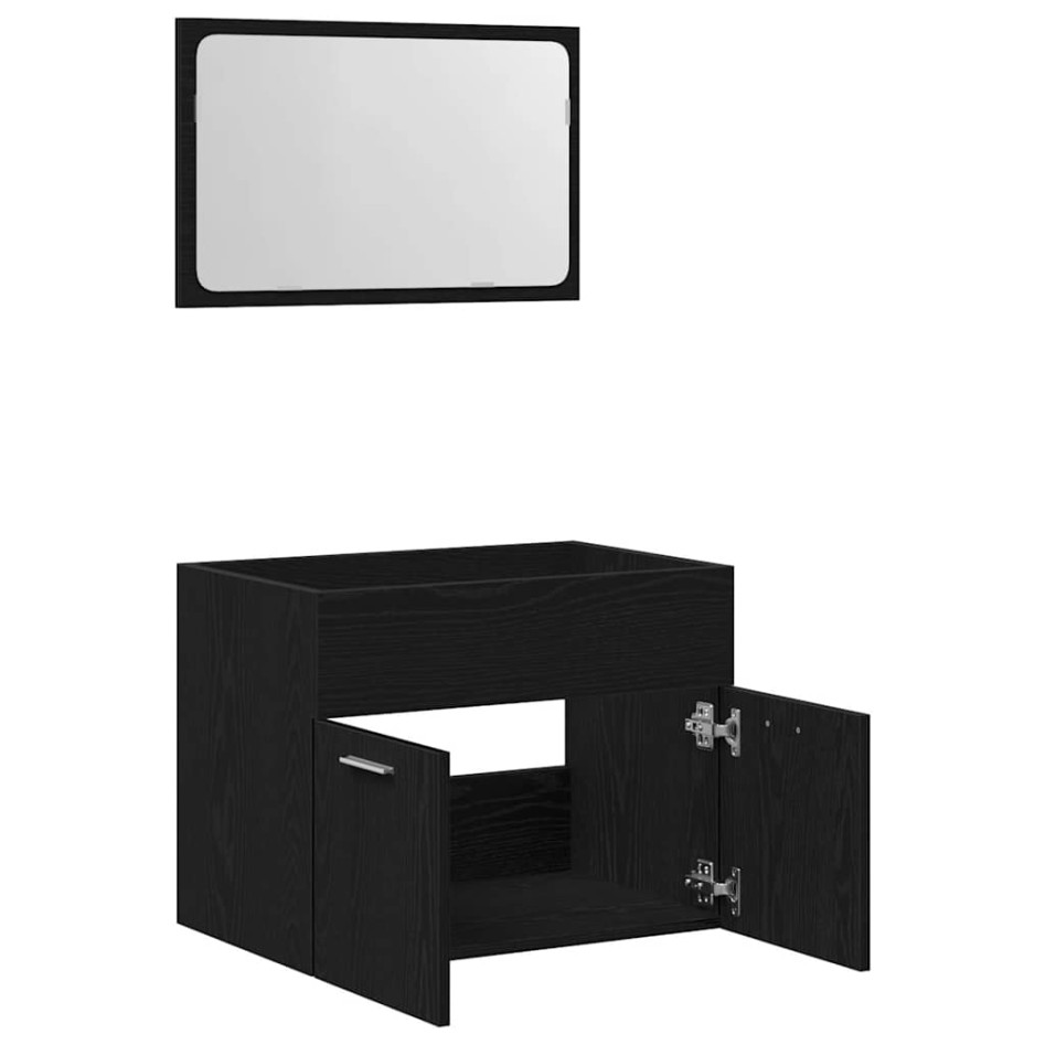 Juego de muebles de baño 2 pzas roble negro Madera