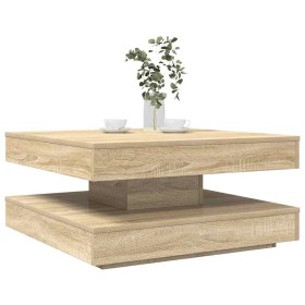 Mesa de centro giratoria 360 grados roble sonoma 70x70x34,5