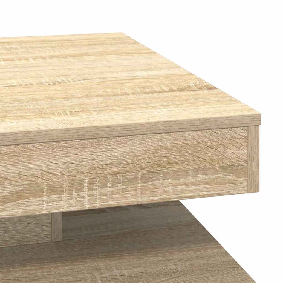 Mesa de centro giratoria 360 grados roble sonoma 70x70x34,5