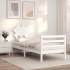 Estructura de cama con cabecero madera maciza blanco 90x200