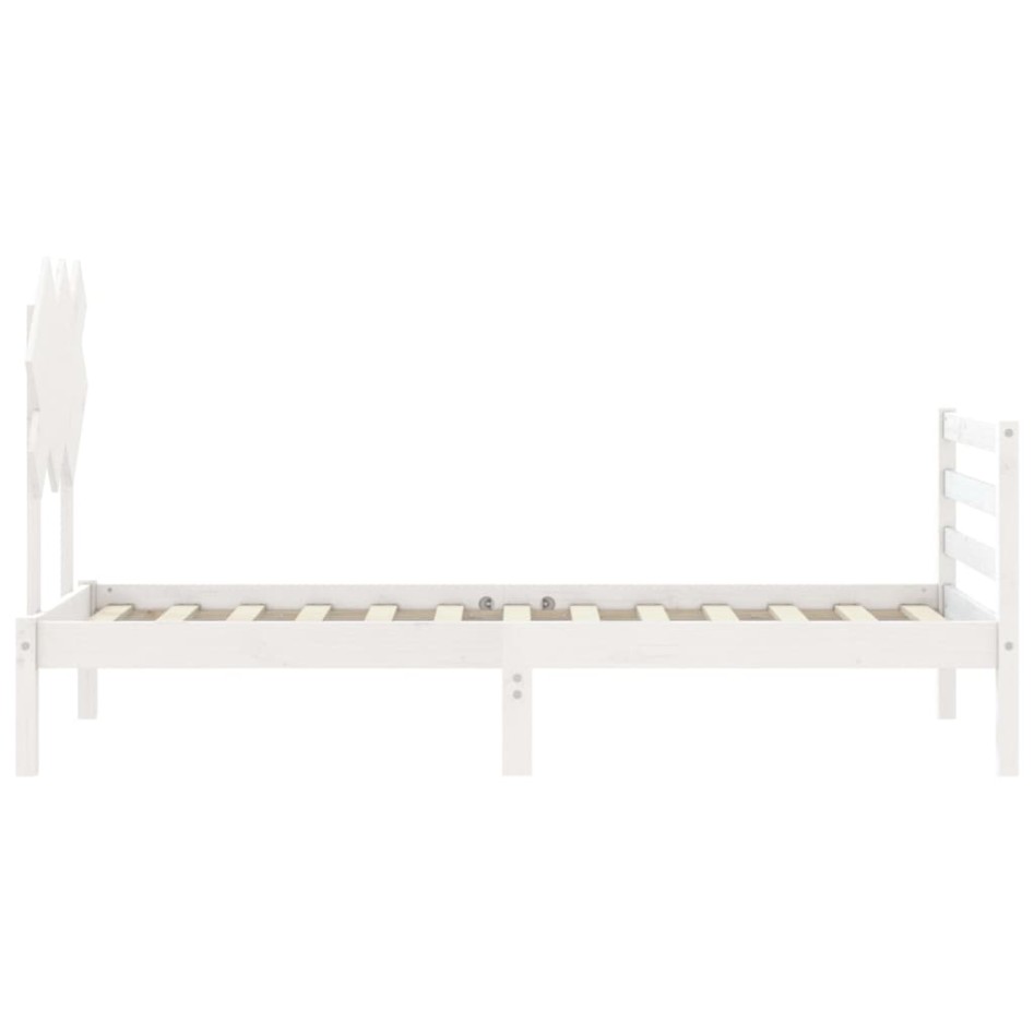 Estructura de cama con cabecero madera maciza blanco 90x200