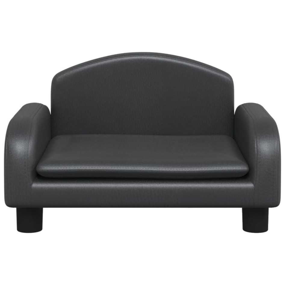 Sofá para niños de cuero sintético negro 50x40x30