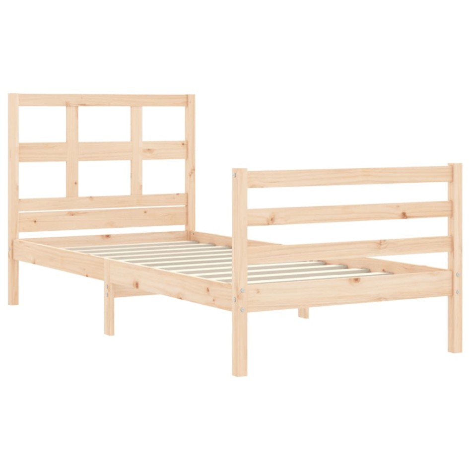 Estructura de cama con cabecero madera maciza 90x200