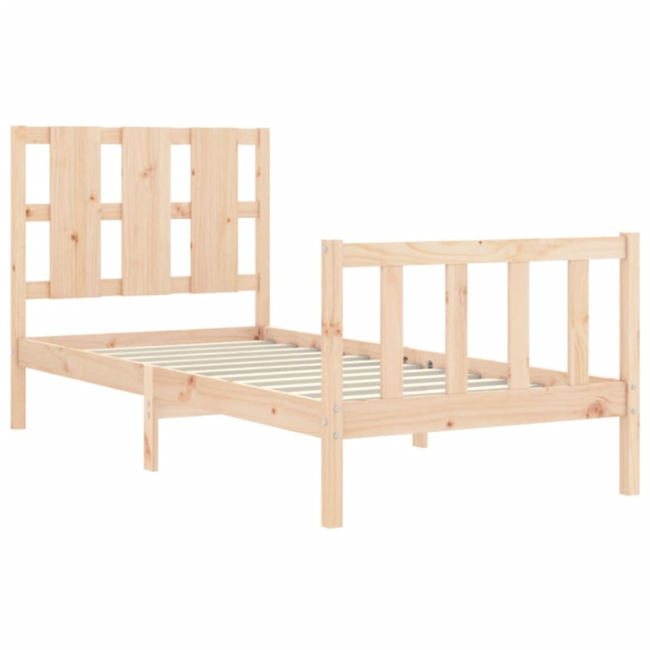 Estructura de cama individual con cabecero madera