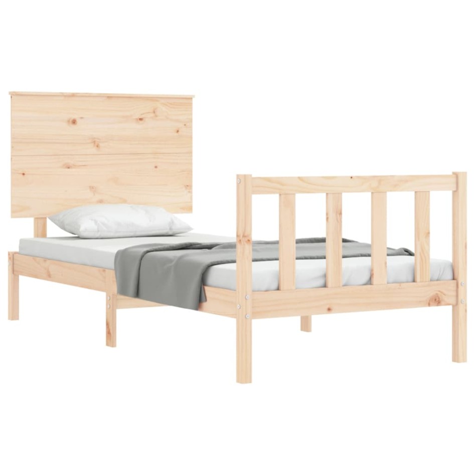 Estructura de cama individual con cabecero madera