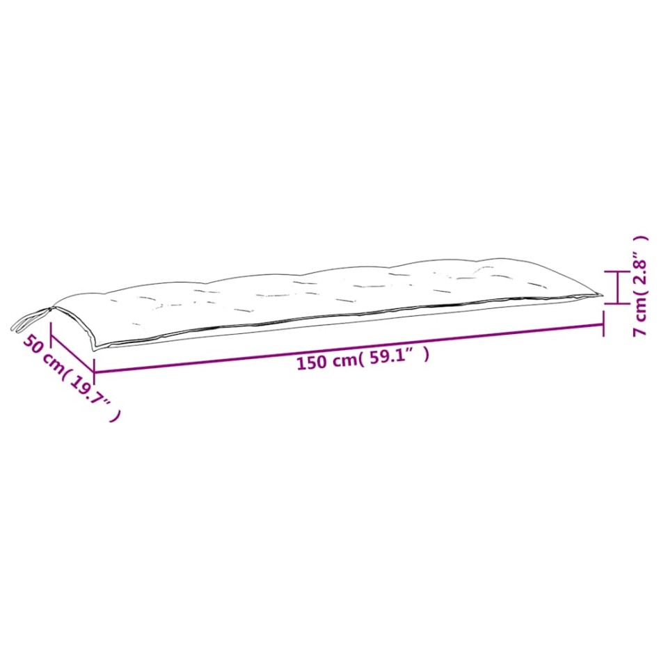 Cojines banco jardín 2 uds tela estampado de hojas 150x50x7