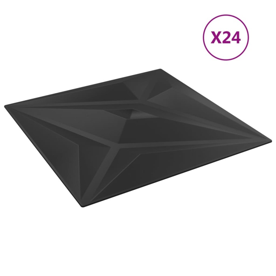 Paneles de pared 24 uds XPS estrella negro 50x50 cm 6