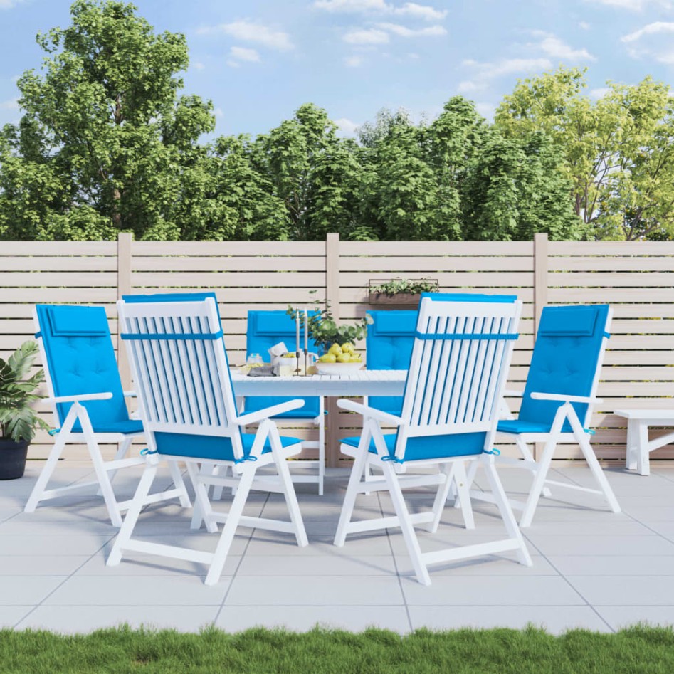 Cojines de silla con respaldo alto 6 uds tela Oxford azul