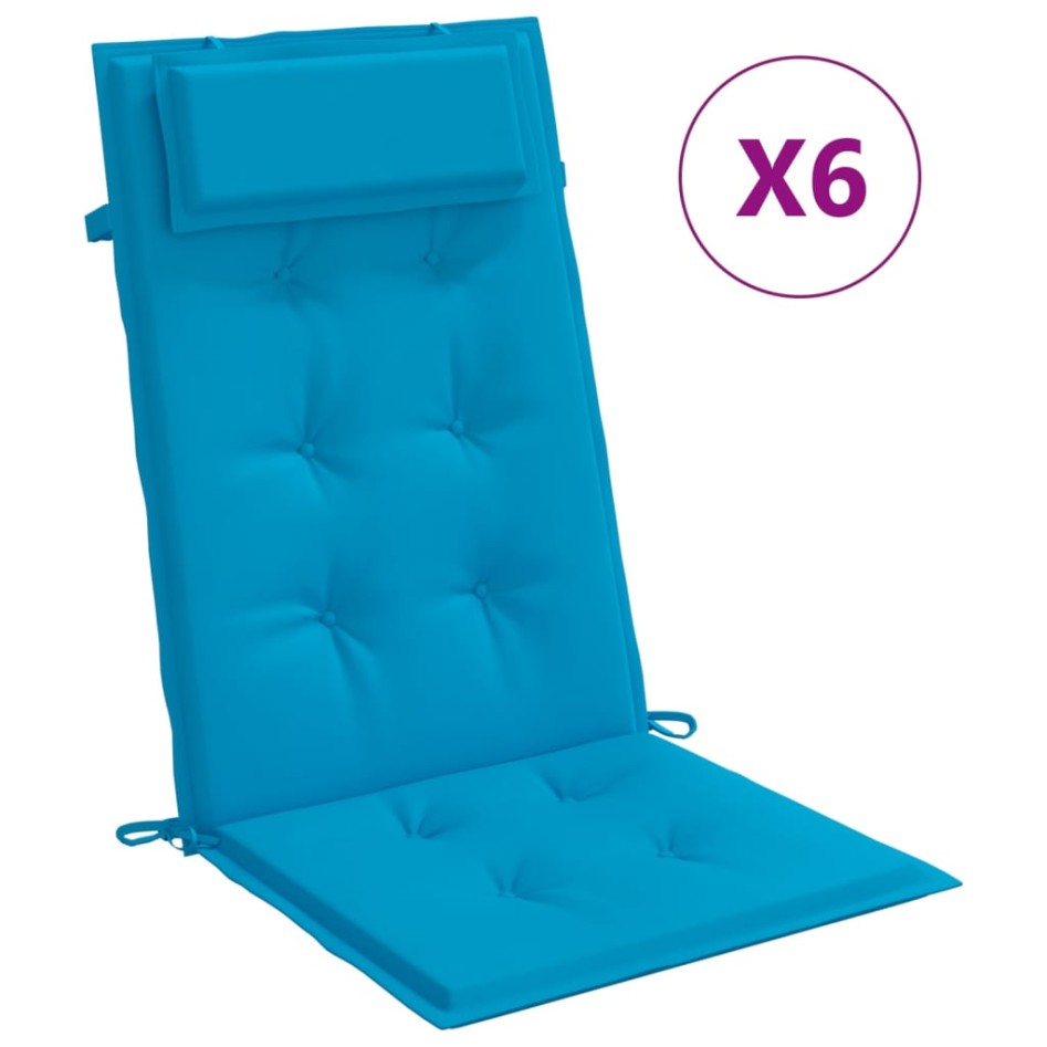 Cojines de silla con respaldo alto 6 uds tela Oxford azul