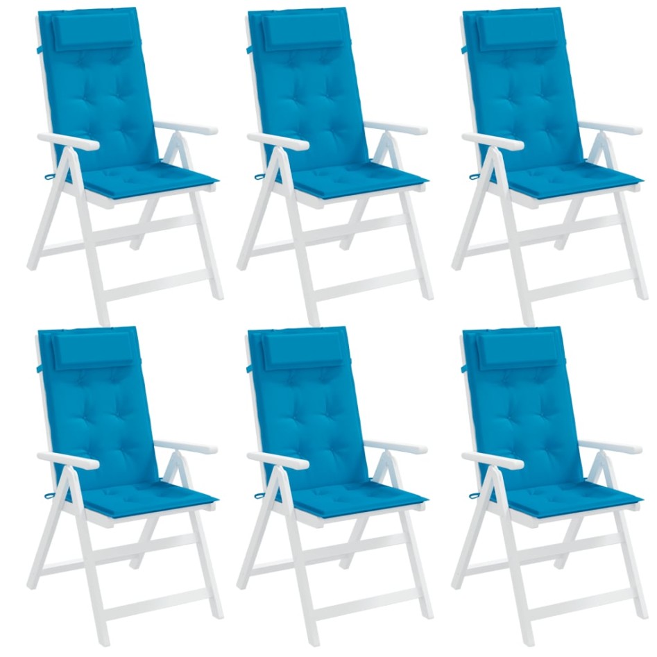 Cojines de silla con respaldo alto 6 uds tela Oxford azul