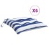 Cojines de silla 6 uds tela a rayas azul y blanco 40x40x7
