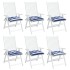 Cojines de silla 6 uds tela a rayas azul y blanco 40x40x7