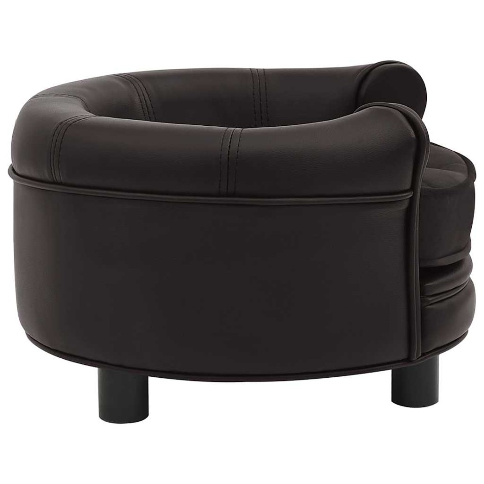 Sofá para perros felpa y cuero sintético marrón 48x48x32