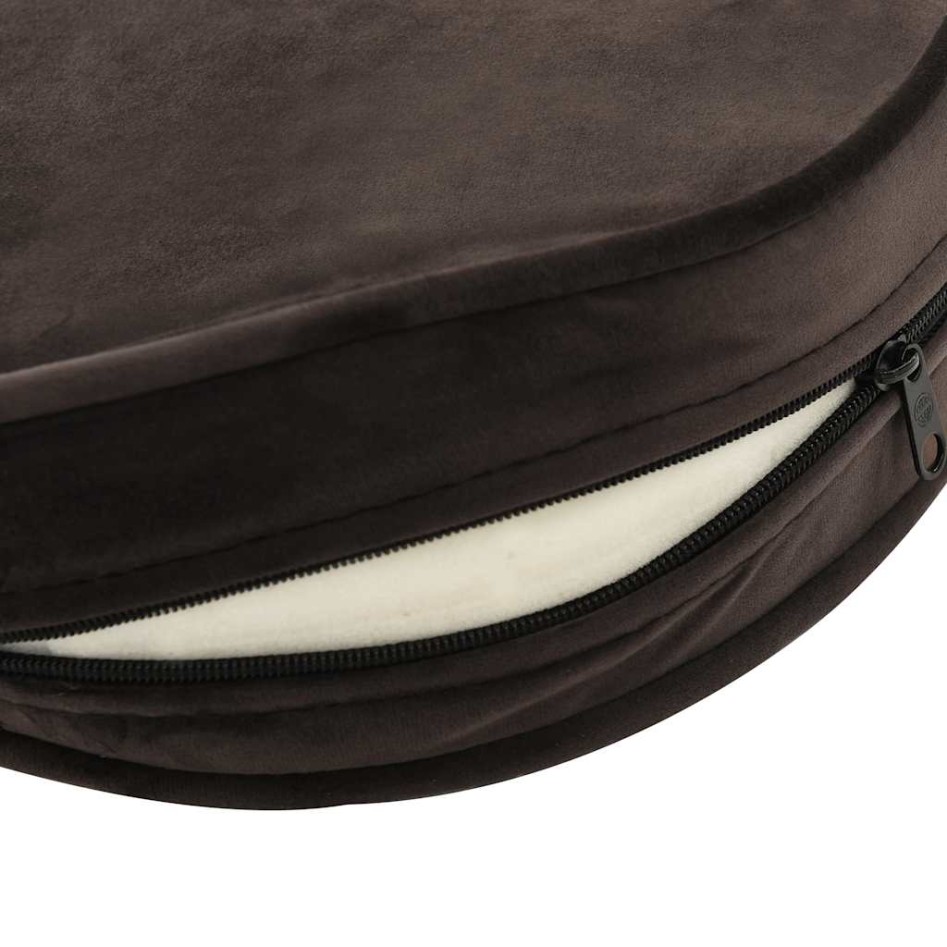 Sofá para perros felpa y cuero sintético marrón 48x48x32