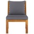Sofá seccional central con cojín gris oscuro madera de