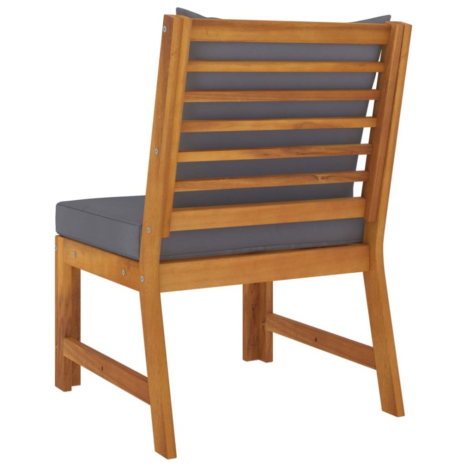 Sofá seccional central con cojín gris oscuro madera de