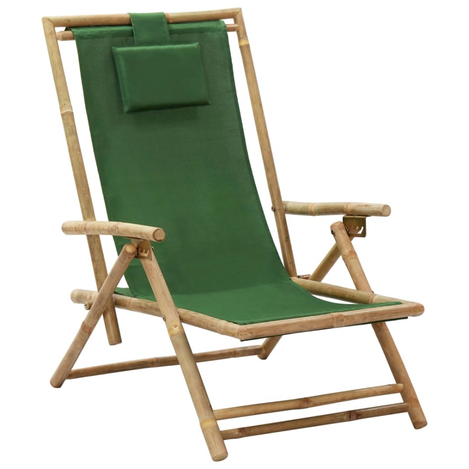 Silla de relax reclinable de bambú y tela